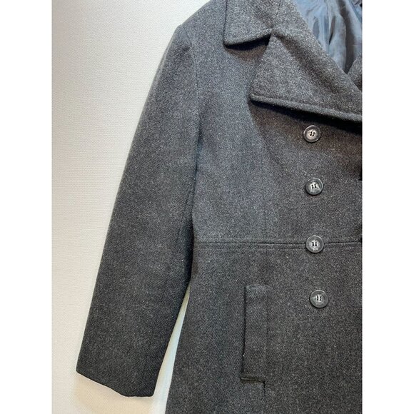 MDP Mario De Pinto Women's Wool Pea Coat Double Breasted Jacket Gray Long Sleeve - Picture 6 of 10